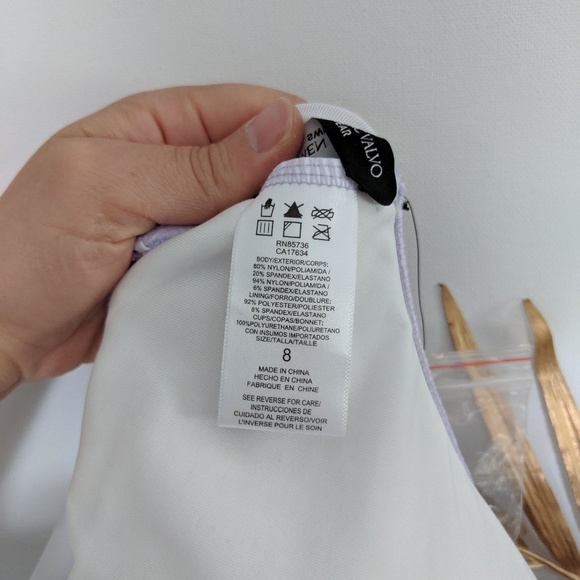 [Carmen Marc Valvo] Mesh Cutouts One Shoulder Swim - Picture 5 of 6